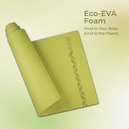 Image of Nivia Spark EVA Yoga Mat for Men & Women, 10 mm with Carry strap, Anti Skid, Exercise Mat for Home Workout, Foldable yoga mat, For Gym Exercise /Fitness (Olive Green)