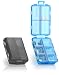 Produktbild com-four® 2X Reise-Pillendose, Kleiner Leichter 7 Tage Medikamentendosierer, Mini-Tablettenbox für 1 Woche Urlaub, Reise und Handtasche, 10 beschriftete Fächer (02 Stück - grün/blau)