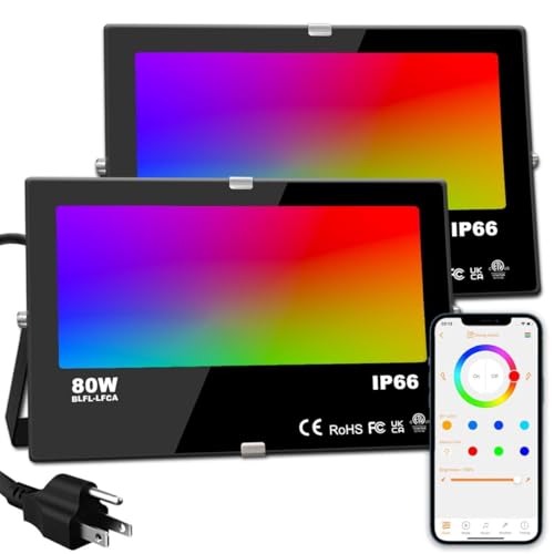 ILC LED Flood Light 80W, 8000LM, Outdoor RGB Color...