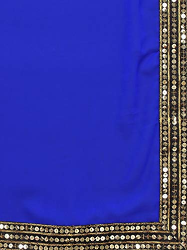 Image of AKHILAM Women's Lace Border Solid Georgette Saree with Unstitched Blouse Piece(CRNTON570 Parent)