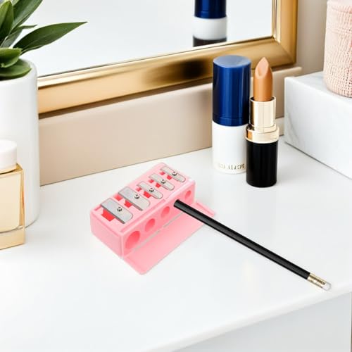 Sacapuntas para lápices de maquillaje Mikinona rosa con 5 agujeros y alta eficiencia 5