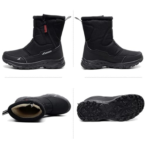 Mens Snow Boots Waterproof,Casual Lightweight Fur Lined Winter Sneakers for Men,Comfortable Anti-Slip Cold-Weather Warm Winter Work Boots2