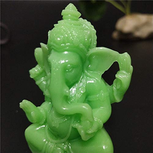 ANWUYANG Foxi 1pcs Glowing Résine VertClair Ganesha Statue De Bouddha Ornement, Homme Dieu Fait Jade Elephant Stone Sculpture Artisanat, Miniatures Statues Home Decor Figurine – vue 5