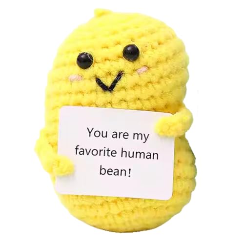 Image of Cute Emotional Support Crochet Toys Handmade Gifts with Message for Women Men Friends Coworkers, Birthday Christmas Valentine's Gift (Rajma Bean)