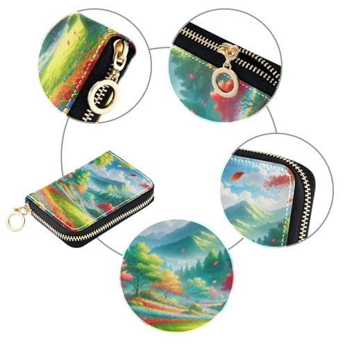 Animal Women Wallet Zip Around RFID Blocking Card Holder Cute Fairyland Colorful Scenery Zipper Card and Cash Holder4