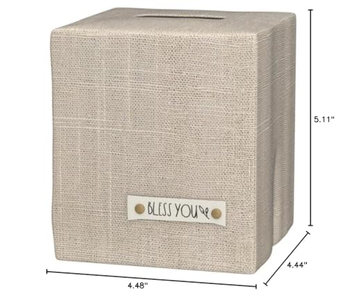 Kibaga KIBA-TISSUE-BEIGE Stylish Tissue Box Cover - This Beige Linen Holder Instantly Covers Your Square Tissue Boxes thumb #9