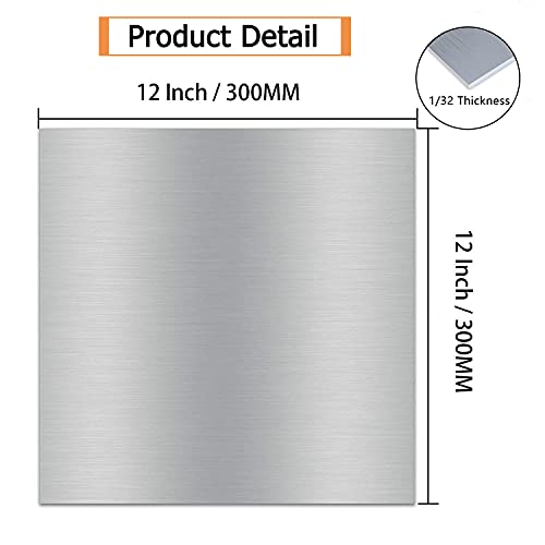 Image of 6061 T651 Aluminum Sheet Metal 12 x 12 x 1 /32(0.8mm) Inch Flat Plain Aluminum Plate Covered with Protective Film, Heat Treatable Rectangle Aluminum Metal Plate for Crafting, Finely Polished & Deburred