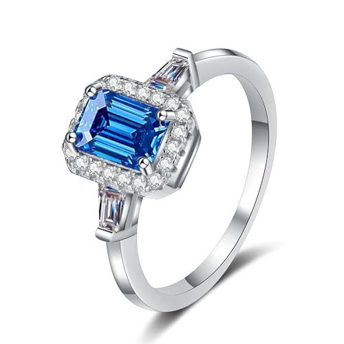 Bague Moissanite StarGems taille émeraude un cadeau d'exception en argent