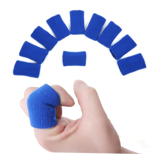 Gogogmee 10 Pieces Finger Protector Finger Sleeves Sports Sleeves Finger Braces Thumb Braces Blue
