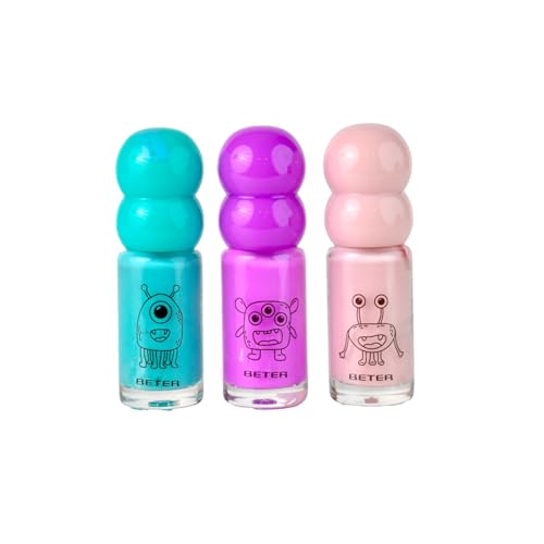 Beter - Pack 3 Esmaltes Infantiles Genius Tribe, Colores Pastel, Pintauñas al Agua, Seguro, Fácil de Quitar, Juego Creativo, Original