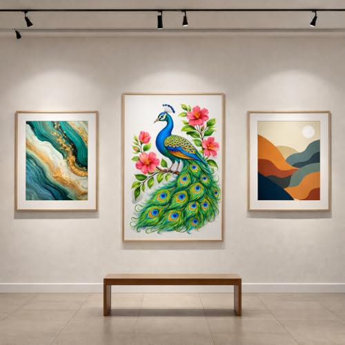 Image of Rangoli Peacock Wall Sticker 16 x 24 Inch Floral Bird Design Self Adhesive Wall Decor for Living Room Bedroom Kids Room Nature Theme Wall Art
