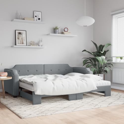 Xichuzi Sofá Cama con colchón Tela Gris Claro 90x200 cm, Estructura de Cama, Sofas De Salon, Sofa Relax, Sofa Bed, Base De Cama, Marco De Cama, Somier 3197652