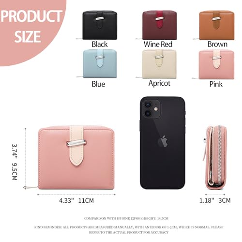 Small Womens Wallet RFID Blocking Soft Leather Bifold Large Capacity Card Holder Wallet for Women with Zipper Coin Pocket Apricot2