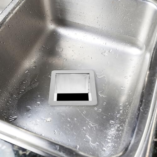 Image of Drop-in Trash Chute Grommet Square Stainless Steel Counter Built-in Waste Disposal for Kitchen Countertops Space-Saving Design Easy to .29X6.29X4.05In