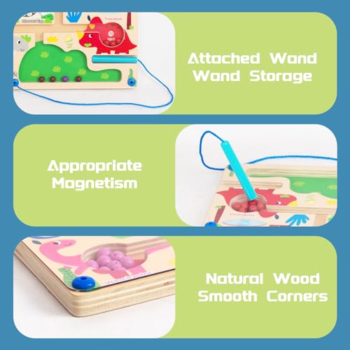 Image of Magnetic Color & Number Maze, Montessori Wooden Color Matching Learning Counting Puzzle Board, Toddler Fine Motor Skills Toys for Boys Girls 3 4 5 Years Old