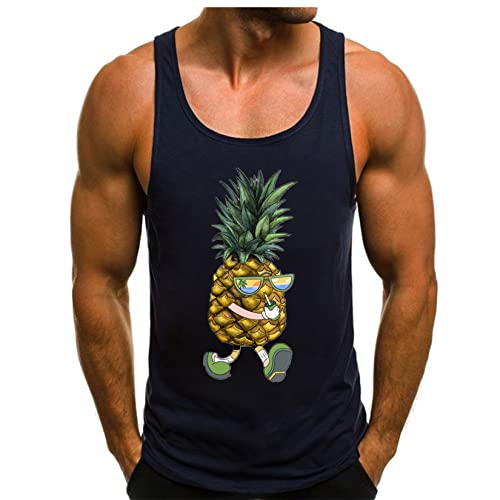 Tank Top Herren Tanktop Tankshirt T-Shirt mit Print Unterhemden Ärmellos Weste Muskelshirt Tank top Herren Sommer Ananas Beach