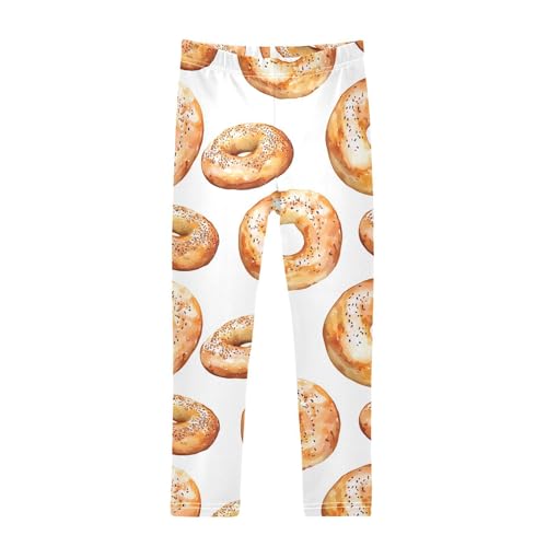 Fresh Bagel Girls Leggings,Workout Leggings for Girls Toddler Athletic Legging Size for 3-10T