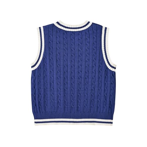 Image of Women's Sweater Vest,Y2K Sleeveless Pattern Preppy Style Knitted Crop Tank Top for Girl