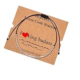 JoycuFF Badass Morse Code Bracelets for Women Teen Girls Sister Fashion Trendy Simple Birthday Jewelry Gifts Best Friend Adjustable Silk Wrap Bracelets