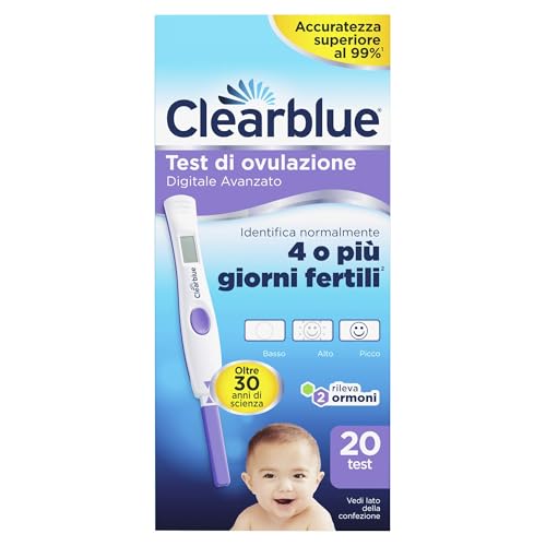 Immagine prodotto: Test di Ovulazione Clearblue Digitale Avanzato. Aumenta le tue possibilità di rimanere incinta, 1 Portastick Digitale e 20 Sticks