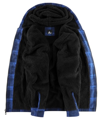 Image of SCODI Men's Flannel Jacket Sherpa Lined Plaid Fleece Hoodies Zip Up Coat
