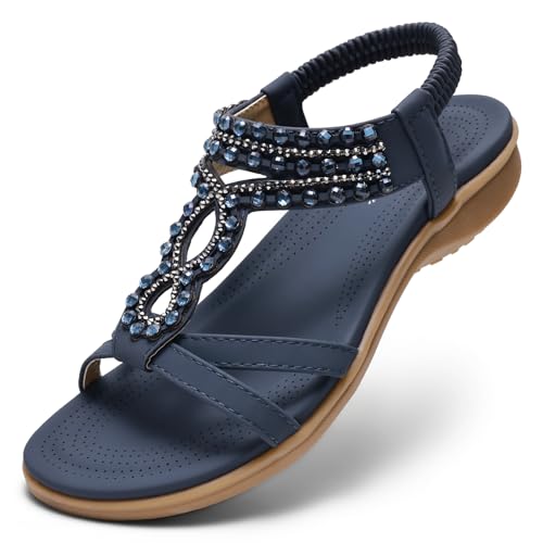 Image of Littleplum Womens Sandals Comfort Arch Support Sandals Summer Walking Shoes Casual Ankle Elastic Flip Flops Shoes