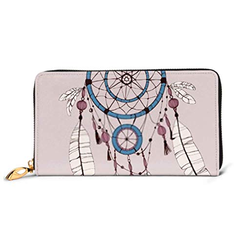 Preisvergleich Produktbild JHGFG Mode Handtasche Reißverschluss Brieftasche Dreamcatcher Federn Perlen Indianer Indianer Telefon Kupplung Geldbörse Abendkupplung Blocking Leder Brieftasche Multi Ca.