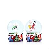 Koncenttop S/2 Christmas Snow Globe, Santa Claus and Snowman Snowglobes Figurines, Snow Globes，Santa Snow Globe，Christmas Snow Globes