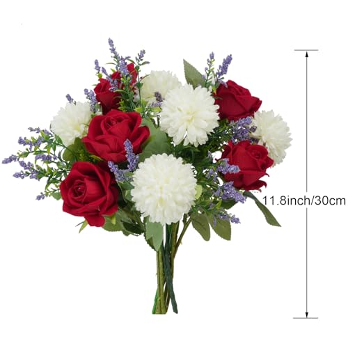 Ramo de rosas rojas artificiales para decorar el hogar y mesas de boda 7