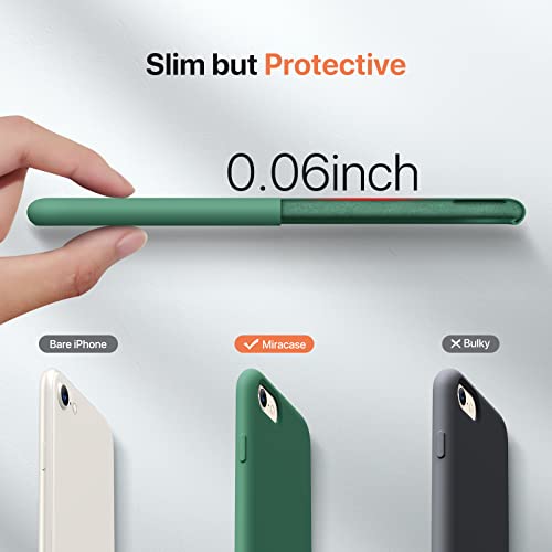 Image of Miracase Ultra Slim Designed for iPhone SE Case 2022(3rd Gen) /iPhone SE 2020 Case(2nd Gen) /iPhone 7 Case /iPhone 8 Case with Screen Protector, Multi-Color Silicone Shockproof Phone Case(Acacia Green)