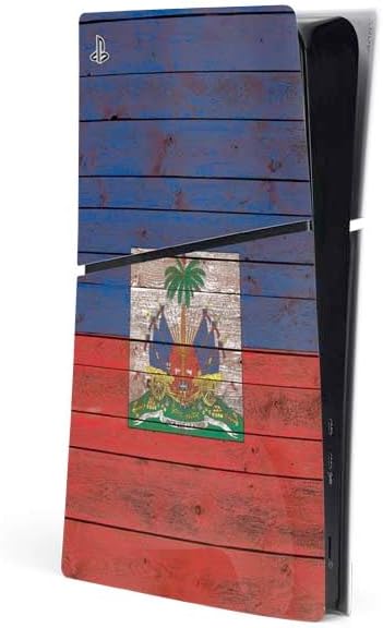 Skinit Decal Gaming Skin Compatible with PS5 Slim Digital Edition Console - Jamaican Flag Dark Wood Design