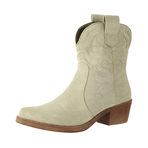 Elara Bottes Femme Bottines de Cowboy Chunkyrayan 301-A31SZ Olive Suede-39