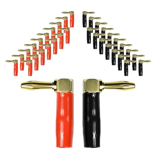 Fiches Banane 4mm à Angle Droit 90° Plaqué Or pour Haut-Parleur Câble Audio L | Lot de 8
