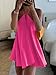 SOLY HUX Women's Halter Neck Sleeveless Bow Tie Backless Flowy Mini Dress Beach Vacation Clothes Hot Pink X-Small
