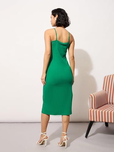 Image of barcino Black Rib Strappy Slip-on Dress