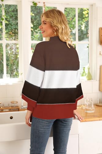 Image of WEACZZY Women's Sweater Mock Neck Long Lantern Sleeve Lightweight Knit Tops