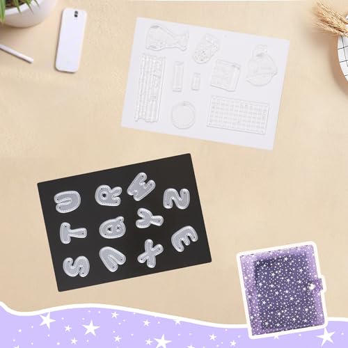 Image of 30pcs Magnetic Sheets and 2 in 1 Storage Bags for Dies Cutting with Binder Cover, Die Cut Storage Set for DIY Scrapbooking,Card Making Supplies (Button-Purple)
