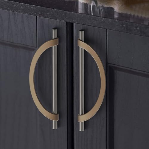 Filta 10 Pack 7.6 Inch(192mm)Hole Centers Champagne Bronze and Brushed Satin Nickel Cabinet Pulls,Stylish Kitchen Cabinet Handles Zinc Alloy Cabinet Hardware for Cabinets Cupboard Handles Drawer Pulls
