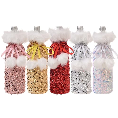 Couverture de bouteille de vin anti table triste décor peluche Noël 5 pcs