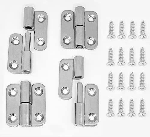 4Pcs Lift Off Hinge Mini Stainless Steel Hinges Detachable Door Hinge With Screws Small Slip Joint Flag Hinges Rising Butt Hinges Left And Right Each 2Pcs 270 Degree Hinge Silver 1.5Inch X1.3Inch #TOP25