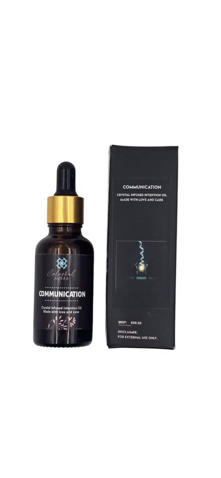 Energized Communication Intention Oil - 30ml Infused with Crystals and Herbs for Clear Expression, Confidence, and Connection