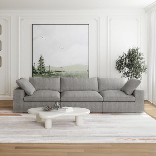 Image of JACH Modular Sectional Couch for Living Room, Modern Convertible Couches, 3 Seats Soft Cloud Couch, Cushion Covers Removable, Modular Sectional Sofas for Living Room Apartment, (Grey)