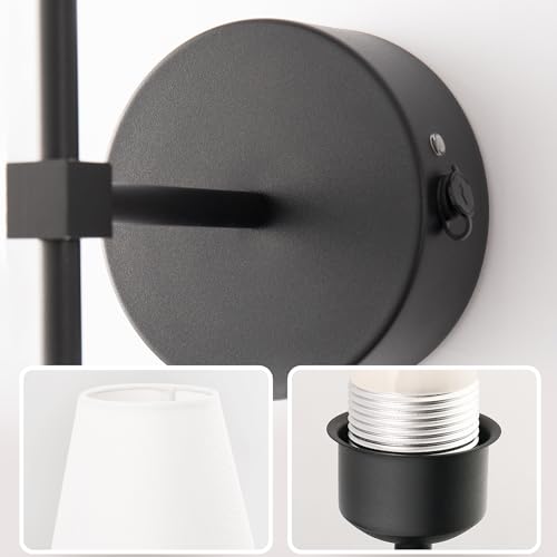 Image of DORESshop Battery Operated Wall Sconce Set of Two, 10000mah Black Rechargeable Wall Sconce with Remote Control, 9 Colors Indoor Wireless Wall Lights for Bedroom Living Room Hallway, Dimmable