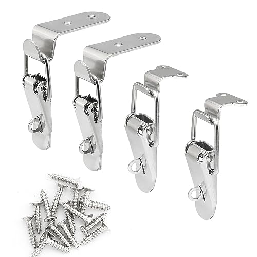 ITROLLE 4PCS 90 Degree Tool Box Hood Locks Latches Stainless Steel Close Case Box Chest Barn Crate Hasps Latches Tool Box Hasps Cabinet Trunk Trailer Tool Box Door Hood Locks Latches