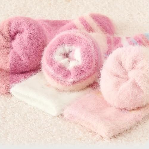 3 Pairs Baby Thermal Socks for Winter 0-5 Years Old, Cute Warm Fuzzy Thick Plush Ankle Socks for Newborn Boy Girl4