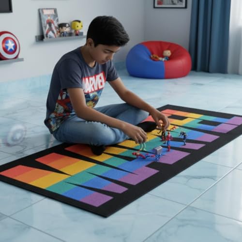 Image of Athom Living Marvel Runner Carpet 2x4.5 Ft, Soft Printed Mat with Anti-Skid Backing, Durable Washable Runner for Kids Bedroom, Play Area & Playroom Decor