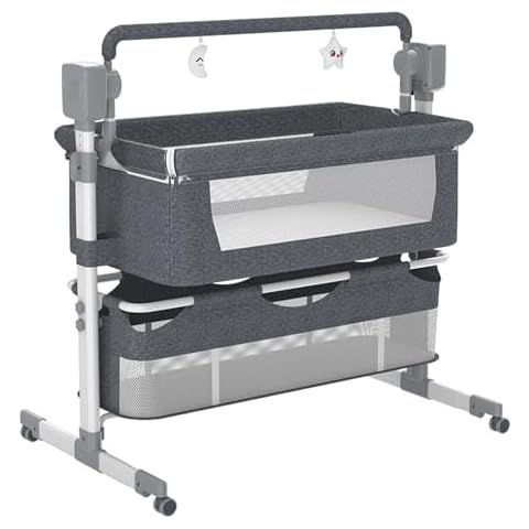 Electric Baby Bedside Crib Multifunctional Bassinet for Co-Sleeping Convertible Bedside Cot Foldable Infant Bedside Sleeper Toddler Cradle with Bluetooth Music 5 Swaying Gears Remote Control (601Gray) Cover