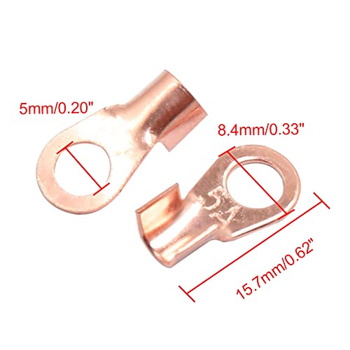 Uxcell 20Pcs 5A Copper Ring Terminals Lug Non-Insulated Battery Cable Connector #TOP2