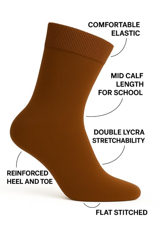 Image of Wens Plain Dark Socks for Girls, Boys, Kids & Men of All Ages (Pack of 3) | Heavy Elastic, Streachable & Comfortable Fit