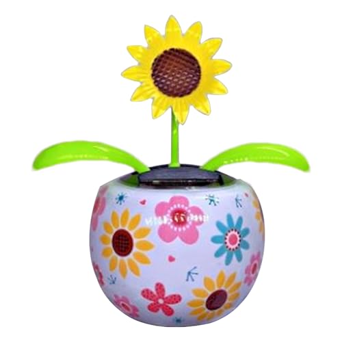 Flores bailarinas solares | Adornos de coche con cabeza agitada | Regalo de decoración de flores con solapa de energía solar oscilante | Macetas coloridas, decoración de coche de flores, figuras de